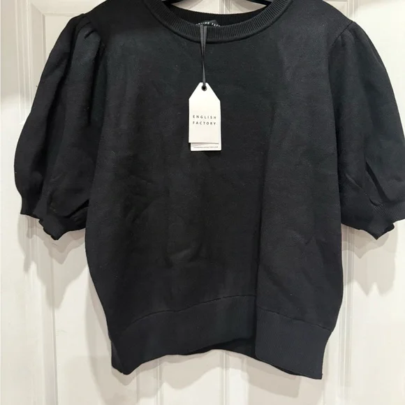 English Factory Black Puff Sleeve Top 🖤 fits L / XL - Picture 8 of 8